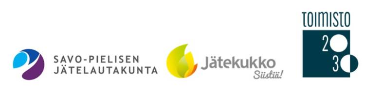 Savo-Pielisen jätelautakunnan logo,  Jätekukon logo ja Toimisto 2030 -logo.