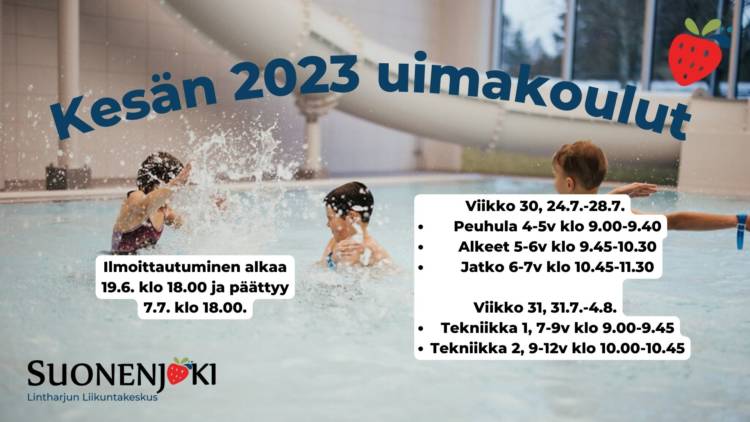 Kesän 2023 uimakoulut ilmoitus
