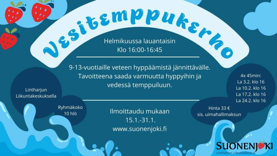 Vesitemppukerhon mainos
