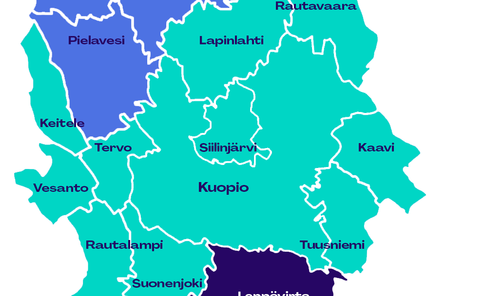 Pohjois-Savon työllisyysalueet kartta