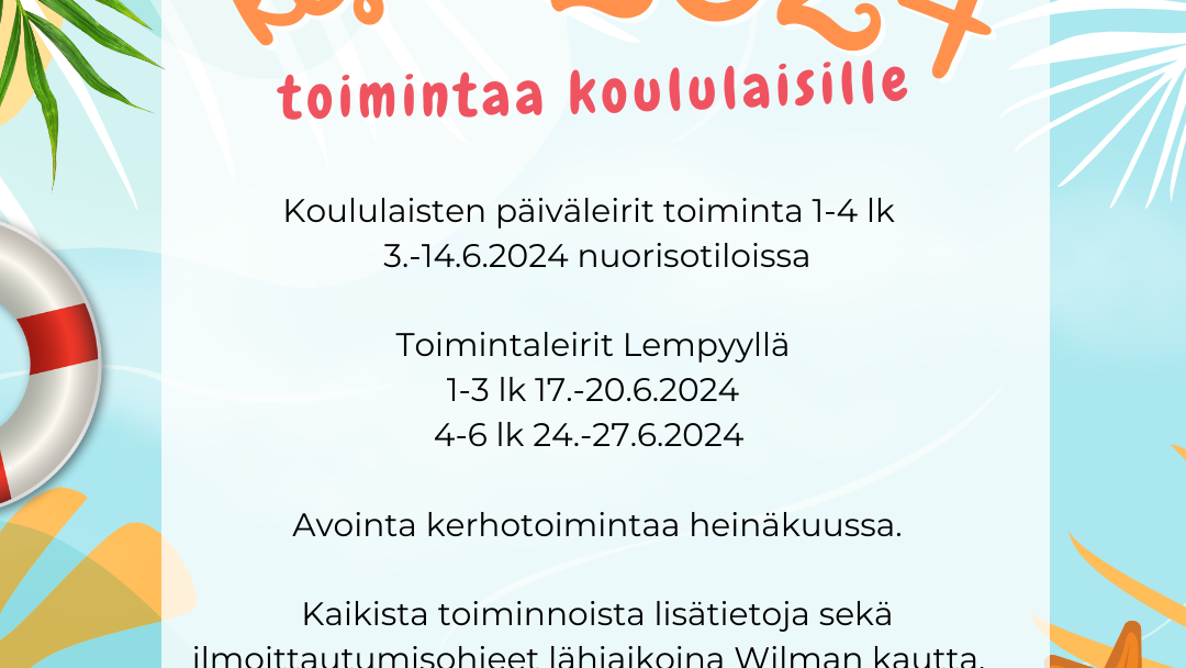 kesä 2024 aktiviteetit koululaisille mainoskuva
