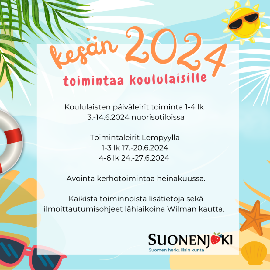 kesä 2024 aktiviteetit koululaisille mainoskuva
