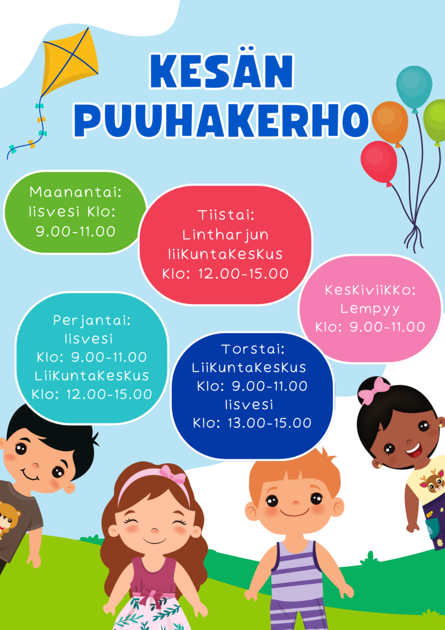 Julistekuva kesän 2024 puuhakerhoista Suonenjoella