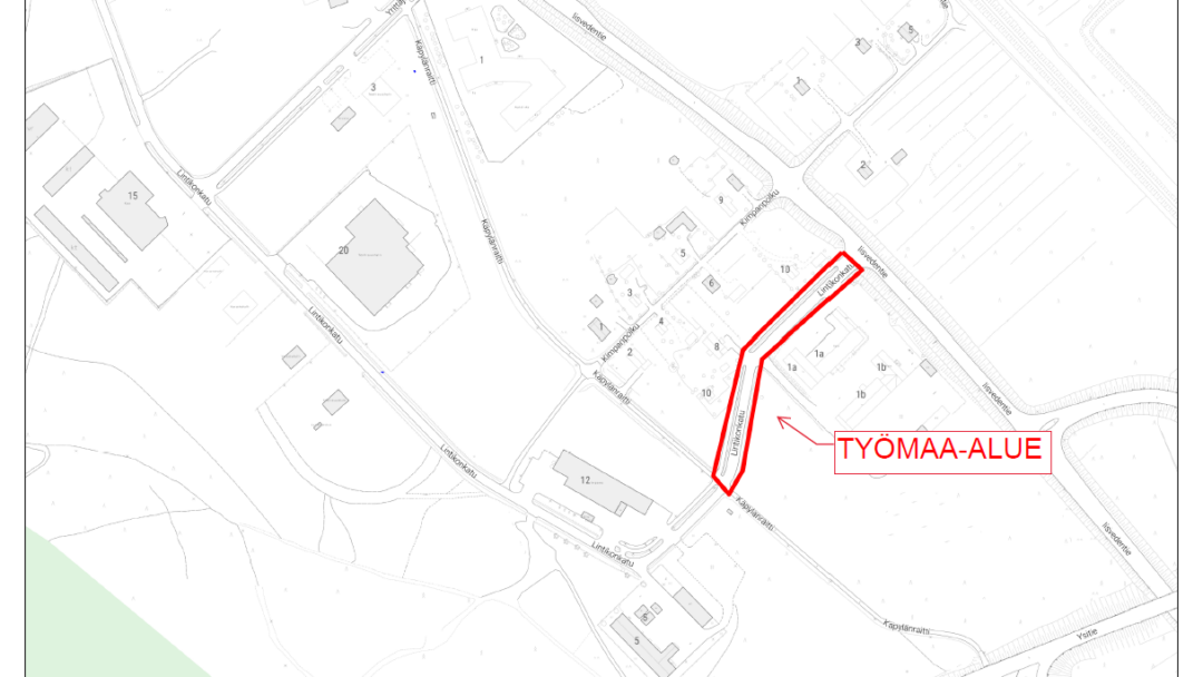 Lintikonkadun työmaa kartta