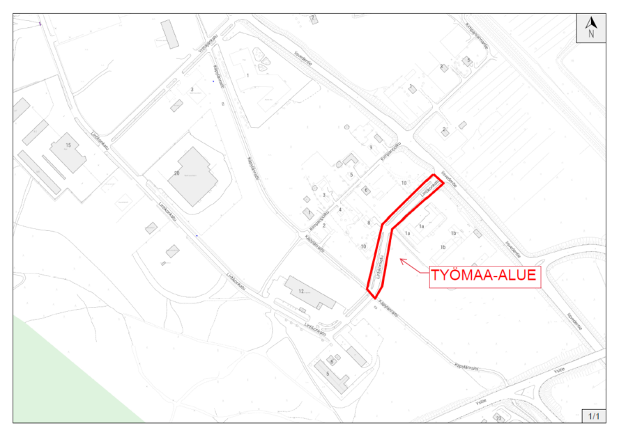 Lintikonkadun työmaa kartta
