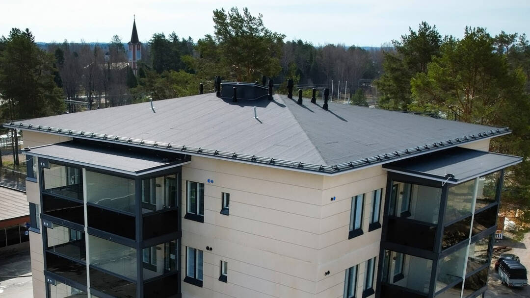 the roof of the building