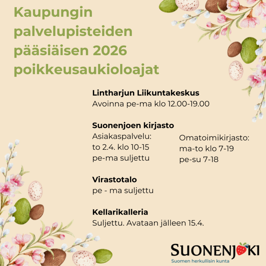 Pääsiäisen poikkeusaukioloajat 2026