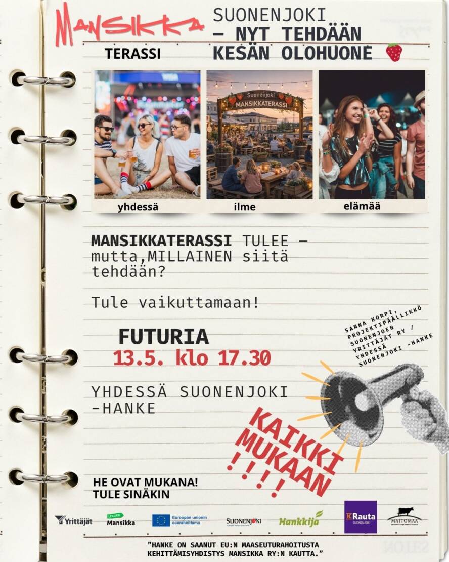 mansikkaterassin rakentamisen suunnitteluilta 13.5. suonenjoella futurialla